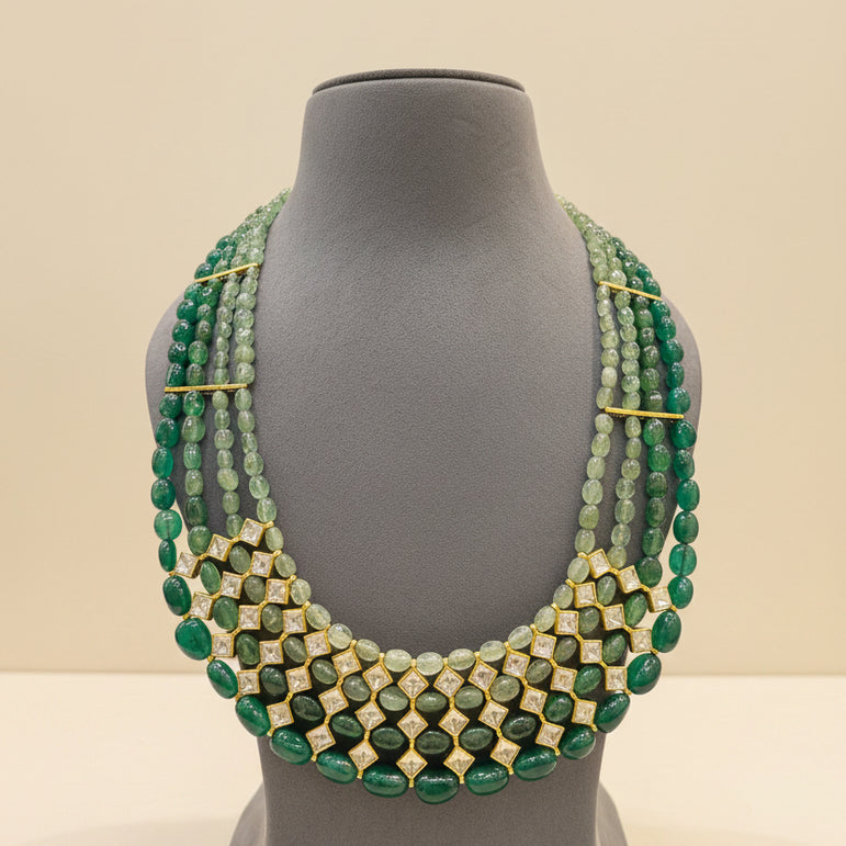 Emerald & Polki Mosaic Grand Haar Set