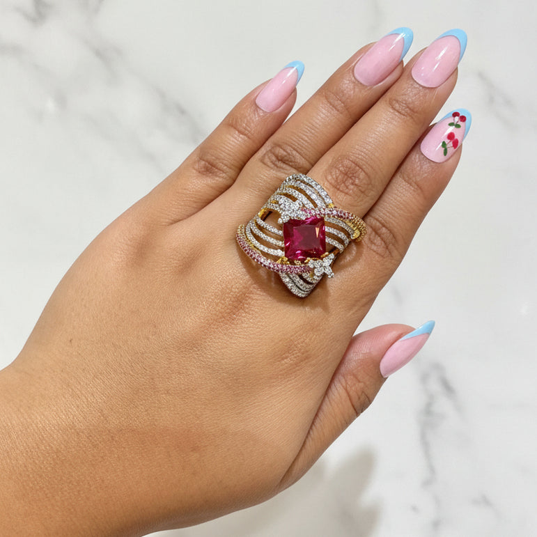 Ruby Heavy Cocktail Diamond Ring