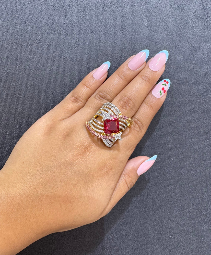 Ruby Heavy Cocktail Diamond Ring