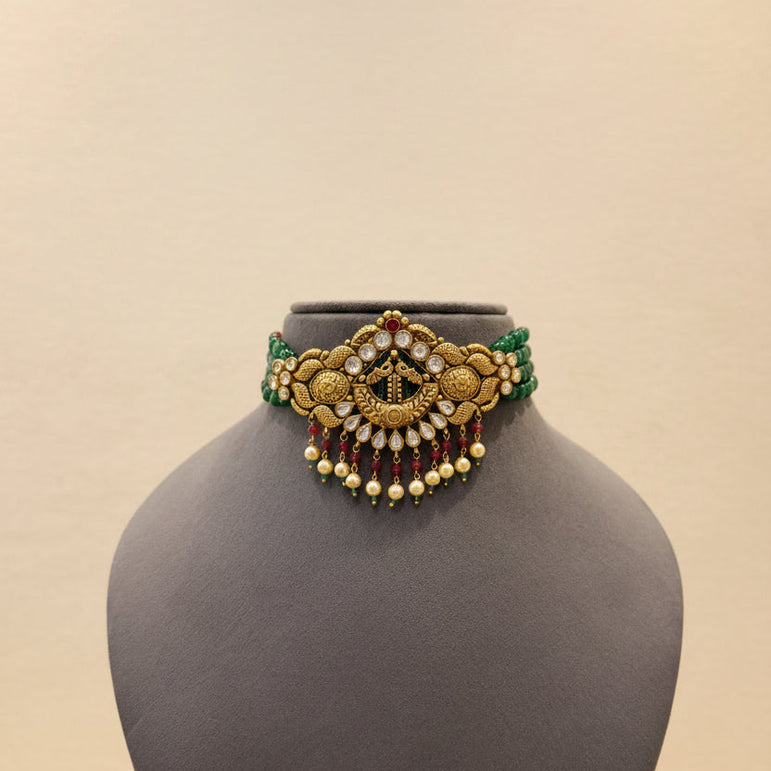 Heritage Moissanite Polki Peacock Choker