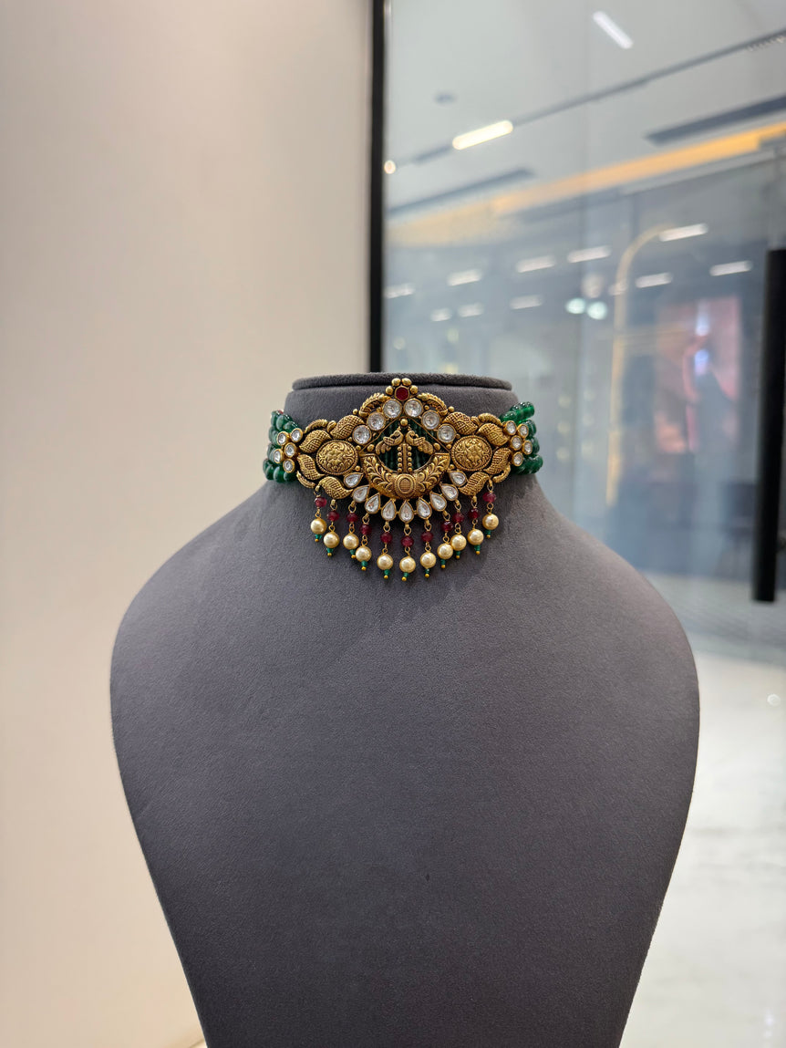 925 Silver Mayura Grace Gold Look Choker