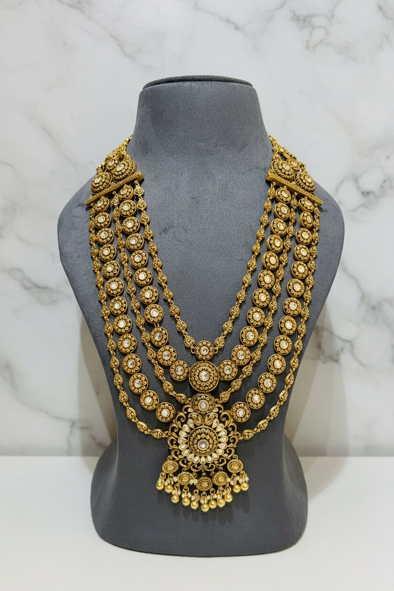 Vintage Maharani Moissanite Gold Look Haaram Set