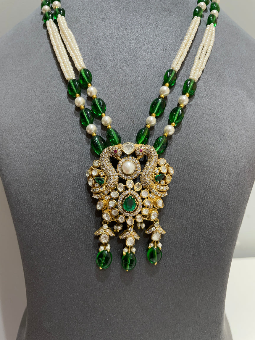 925 Silver Peacock Polki Pendant