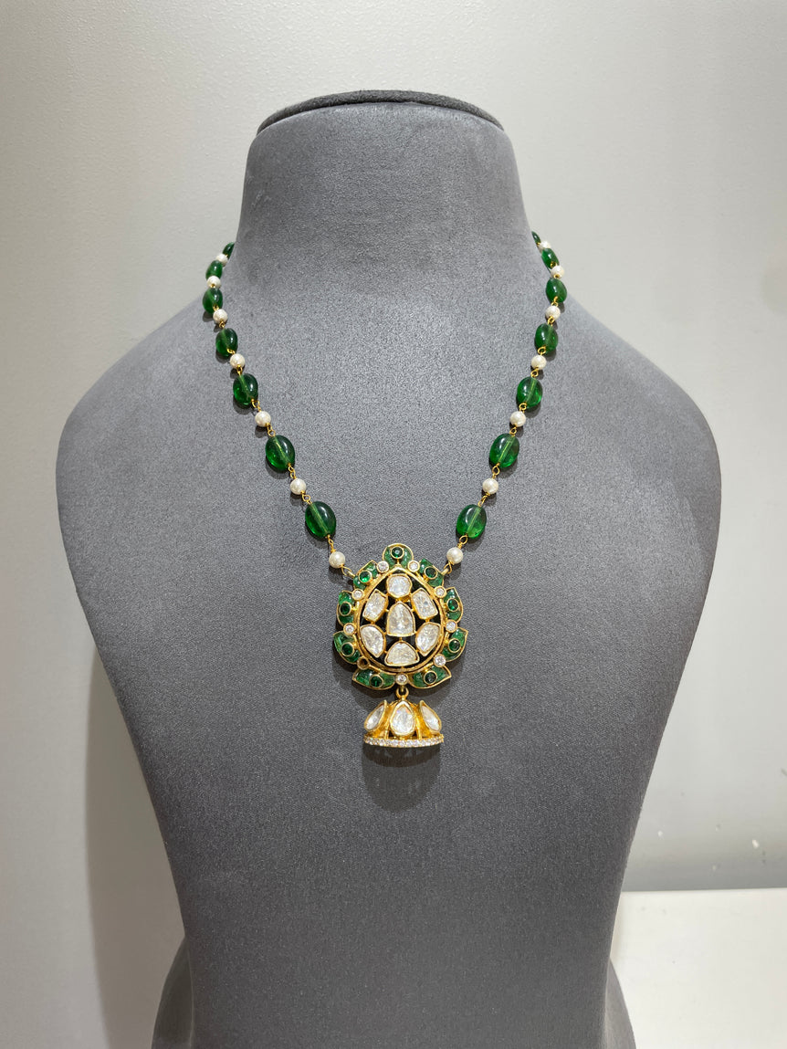 925 Silver Traditional Jhumki Drop Polki Pendant