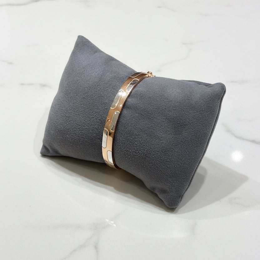 Dual-Tone & Silver Inlay Oval Men's Bracelet