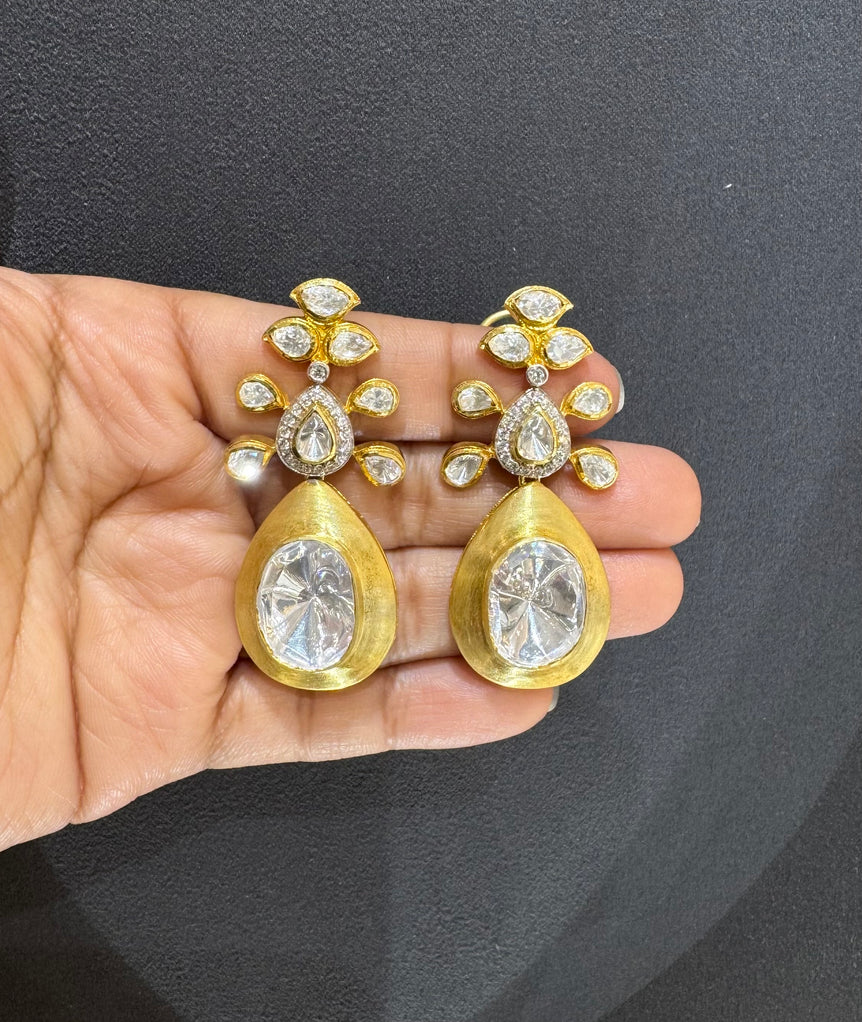 925 Silver Polki Earrings