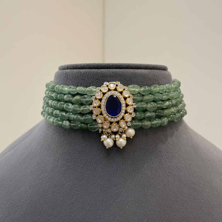 Royal Sapphire & Emerald Bead Choker