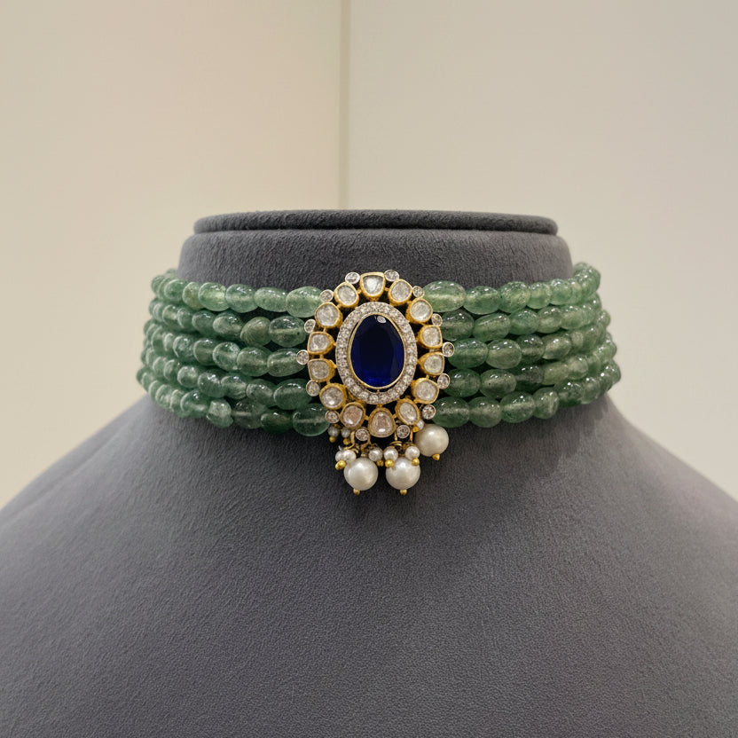 Royal Sapphire & Emerald Bead Choker