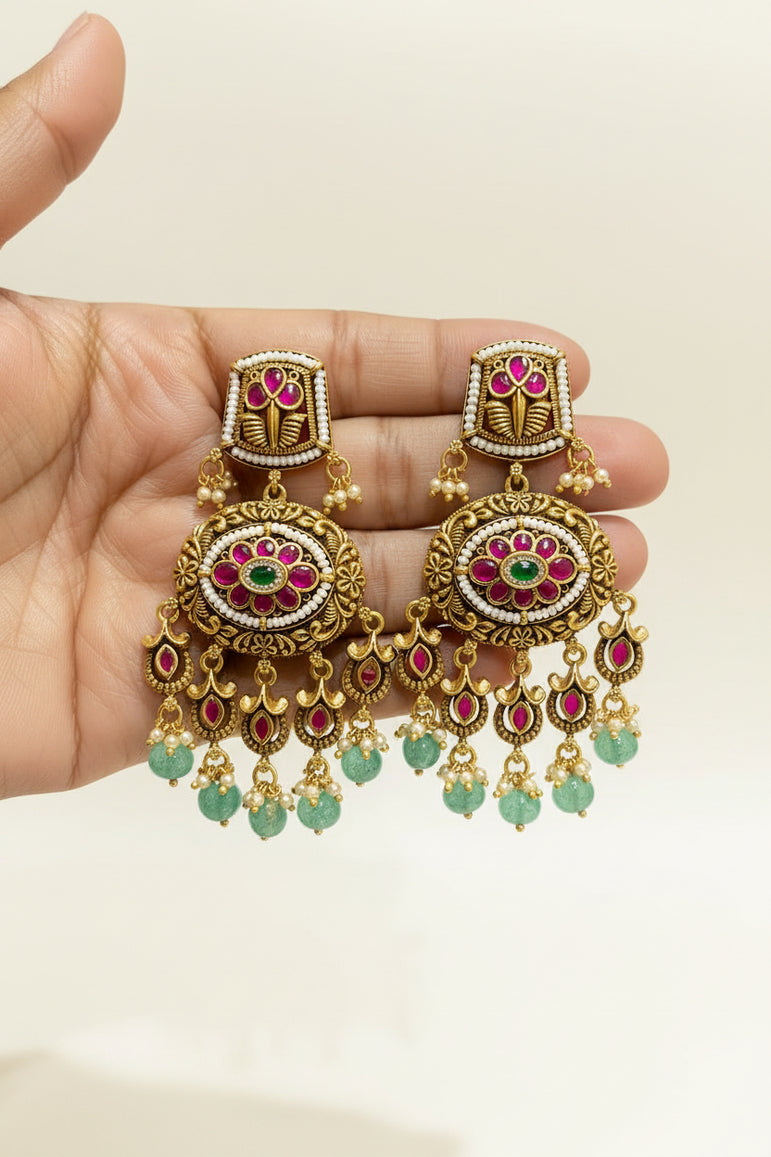 Traditional Nakshi Pearl & Emerald Choker
