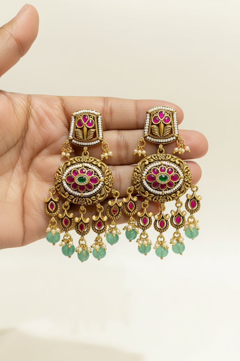 Traditional Nakshi Pearl & Emerald Choker