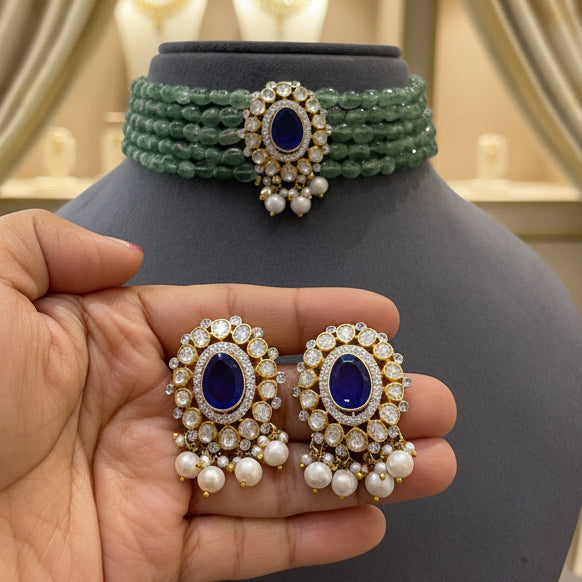 Royal Sapphire & Emerald Bead Choker