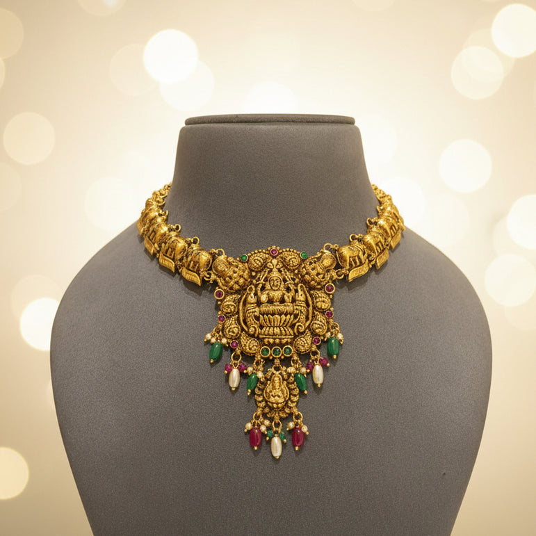 Nakshi Gaja-Laxmi Temple Gold Look Set