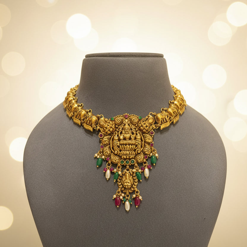 Nakshi Gaja-Laxmi Temple Gold Look Set