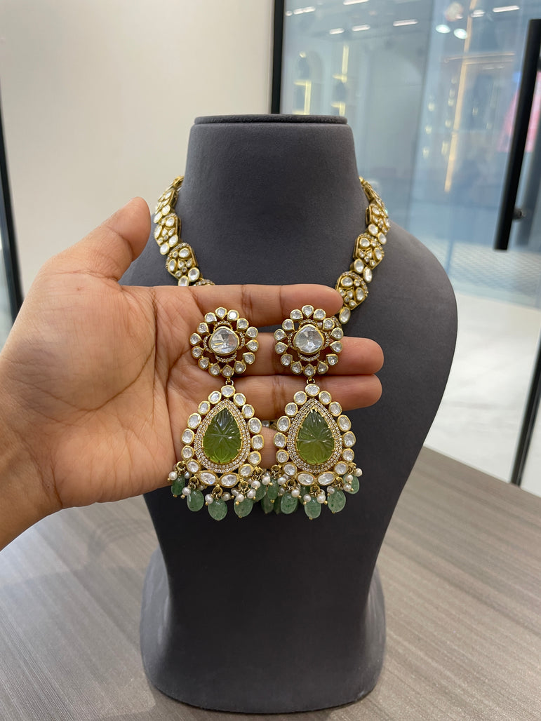 PASTEL STONE MOISSONITE POLKI SET