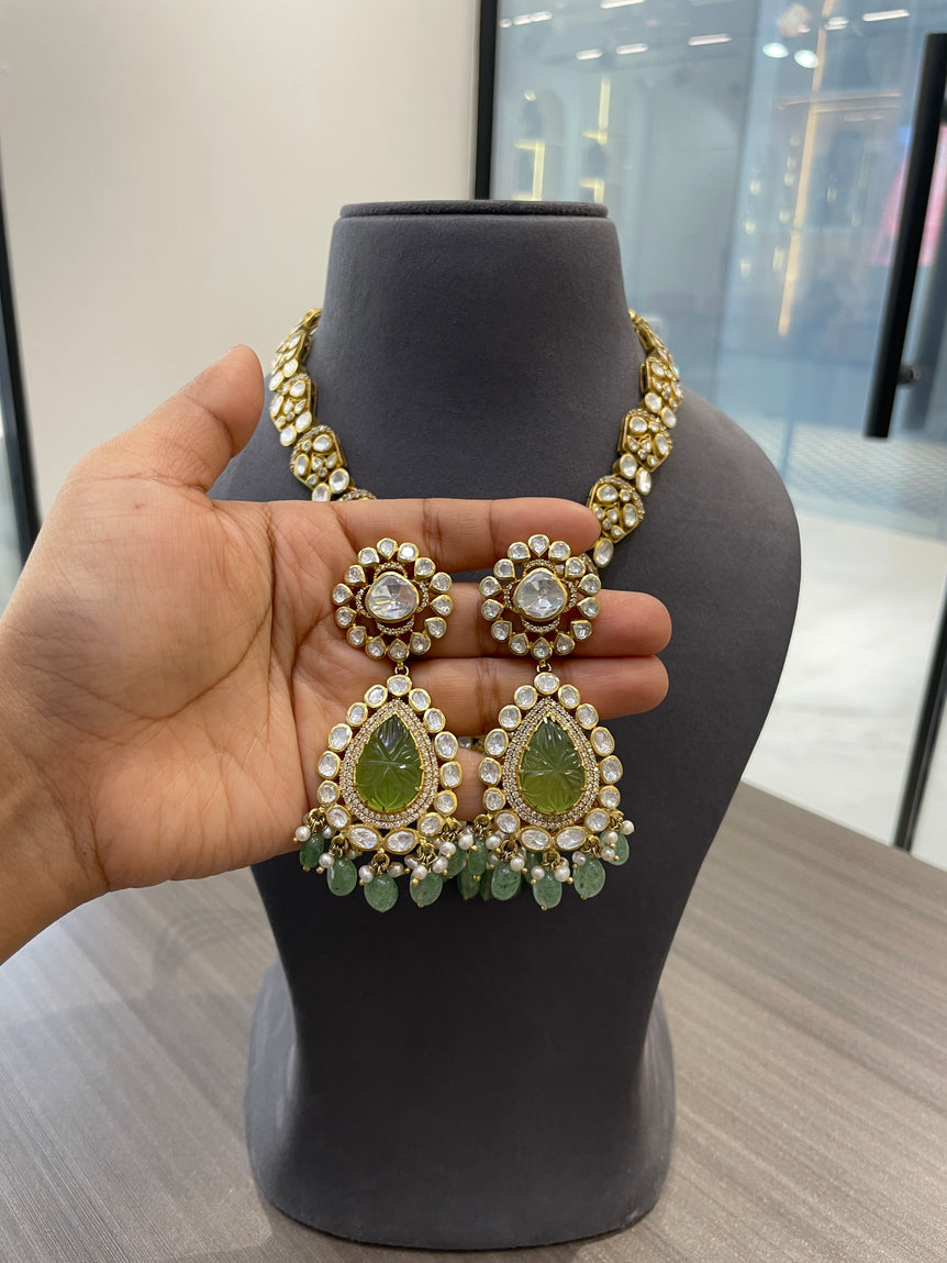 PASTEL STONE MOISSONITE POLKI SET