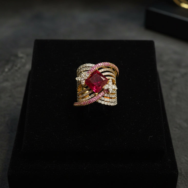 Ruby Heavy Cocktail Diamond Ring