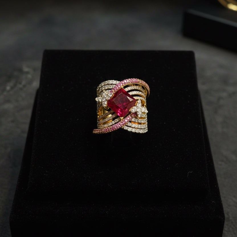 Ruby Heavy Cocktail Diamond Ring