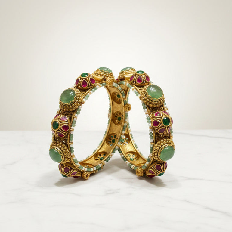 Antique Gold Openable Nakshi Statement Bangle