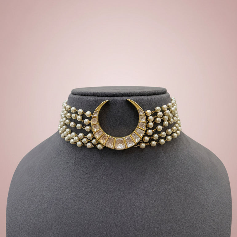 Celestial Chand Medallion Pearl Polki Choker