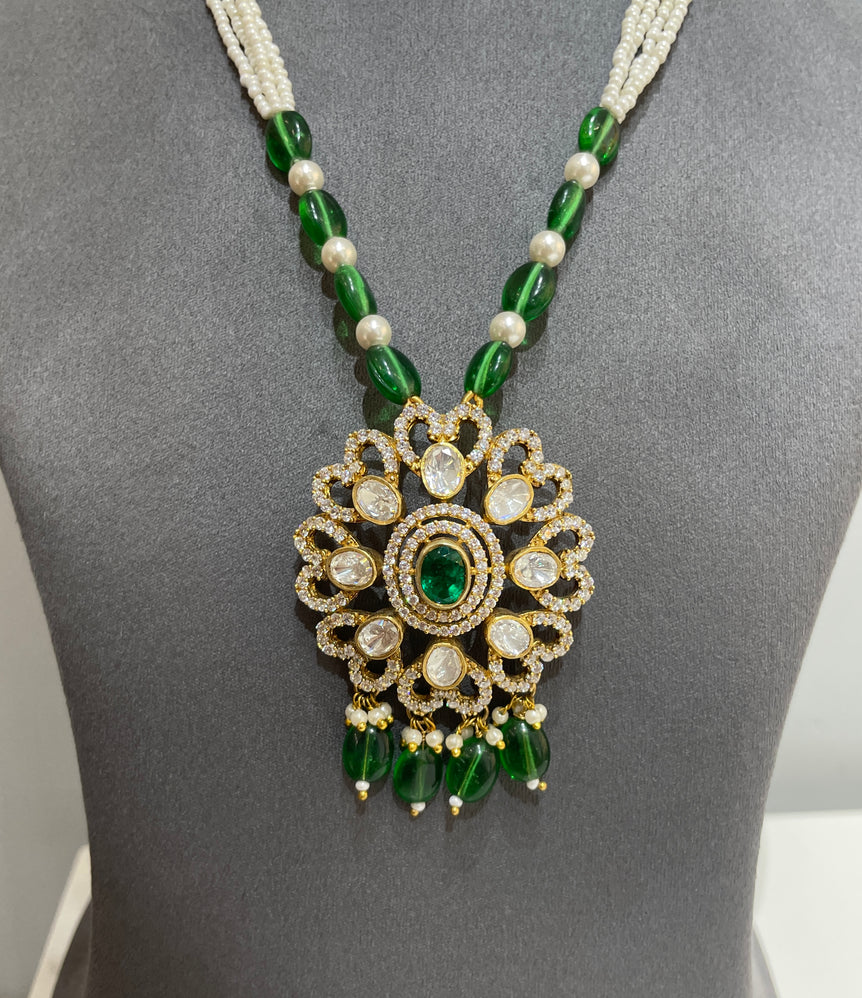 925 Silver Traditional Polki Pendant