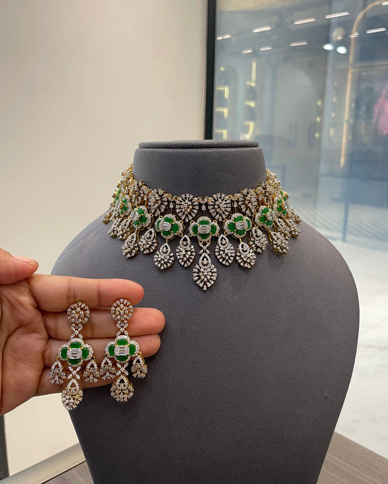 Heavy silver diamond set