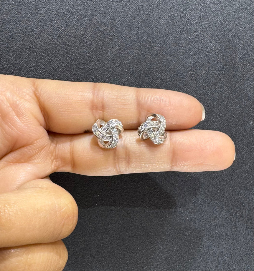 925 Silver Spiral Diamond Look Studs