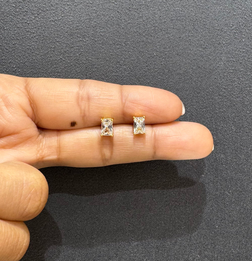 925 Silver Radiant Cut Solitaire Studs
