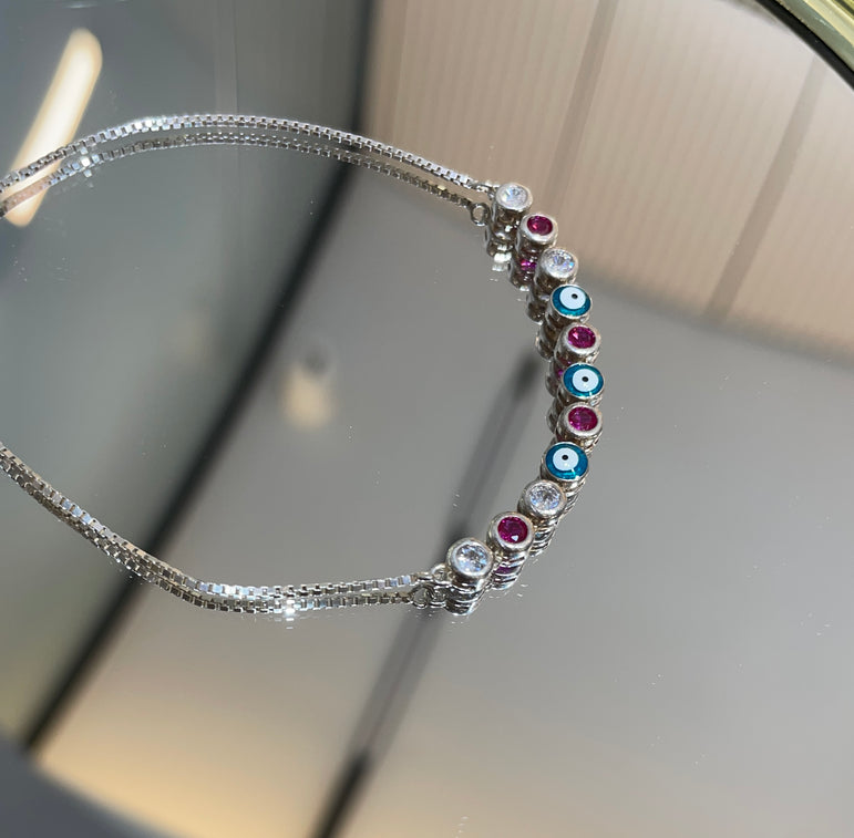 925 Silver Evil Eye Adjustable Bracelet