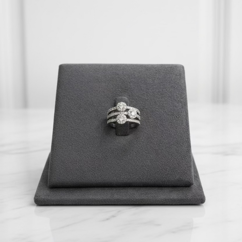 Elegant Triple-Layer Halo Eternity Diamond Ring
