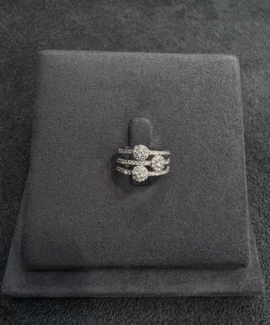 Elegant Triple-Layer Halo Eternity Diamond Ring
