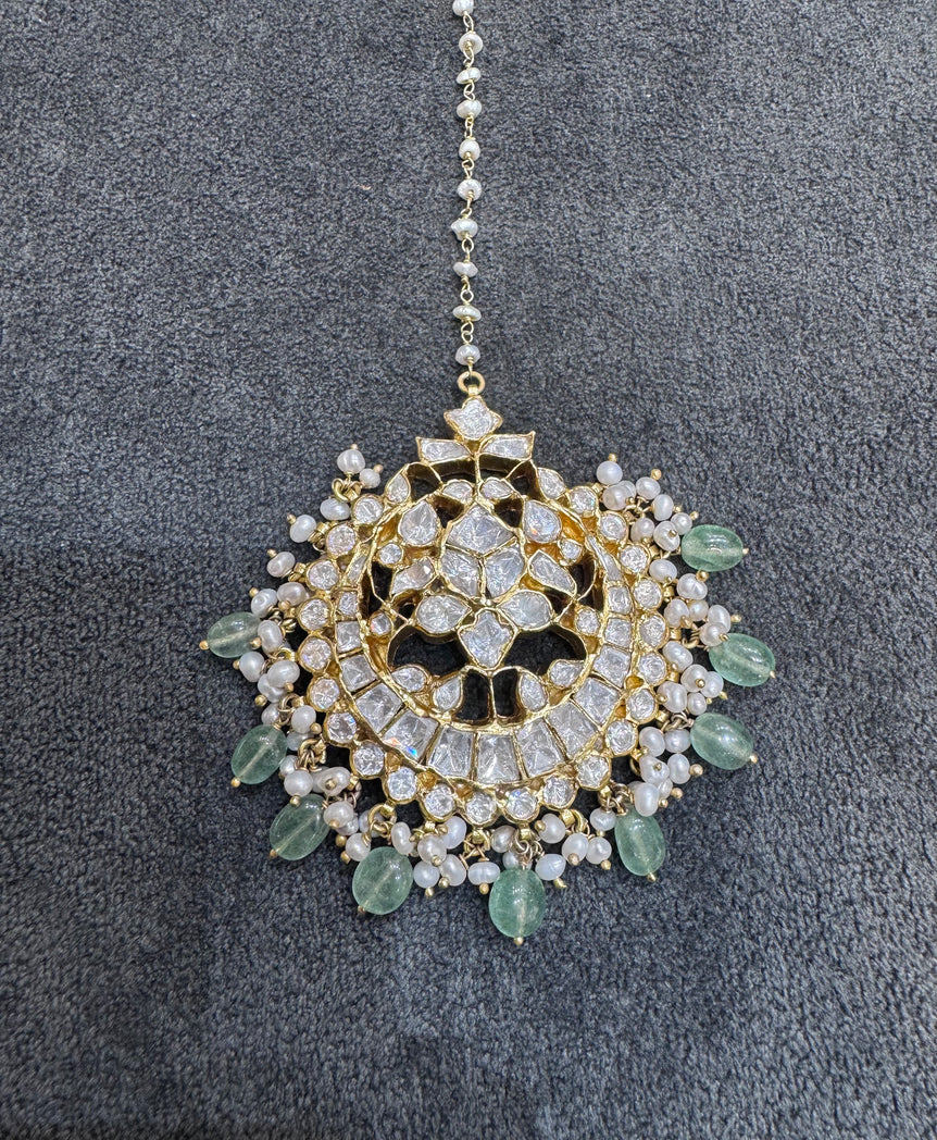 925 Silver Heavy Polki Maang Tikka