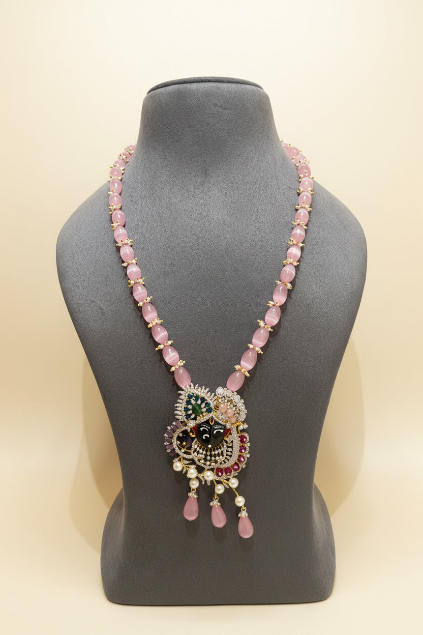 Shrinathji Moissanite Diamond Pendant Set