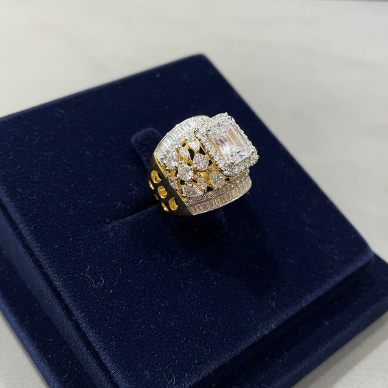 Luxe Dual-Tone Radiant Cut Diamond Cocktail Ring