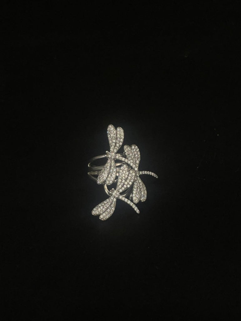 COCKTAIL BUTTERFLY PURE SILVER RING - Olivearajewels
