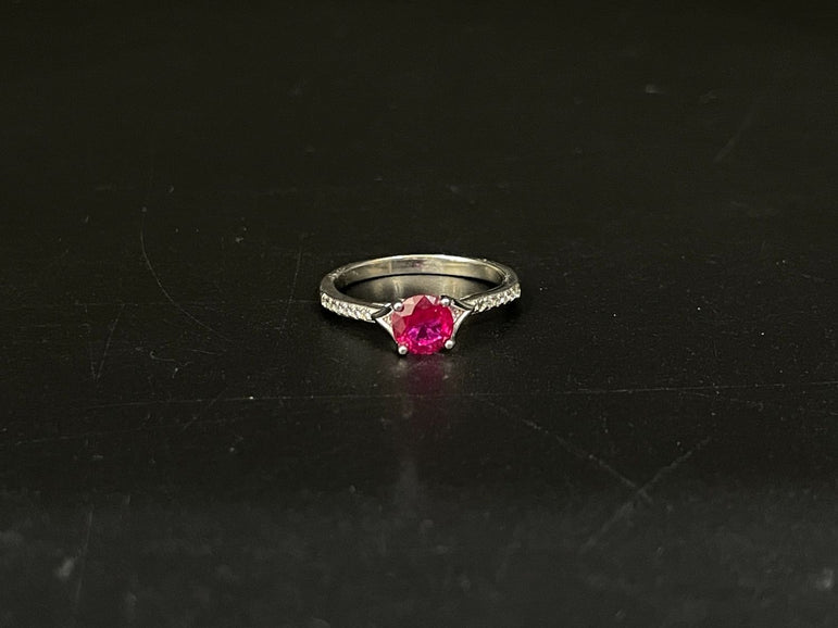 RED STONE CLASSIC PURE SILVER RING - Olivearajewels