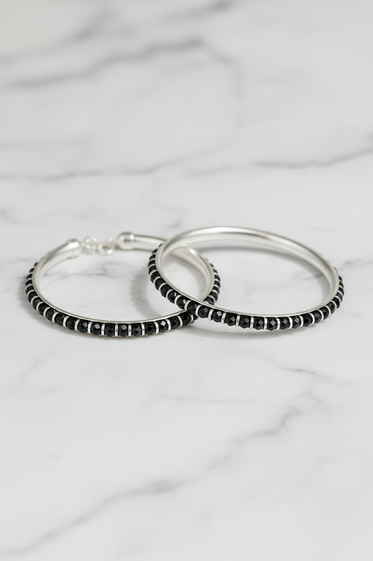 Elegant Black Bead Nazariya Baby Kada Pair