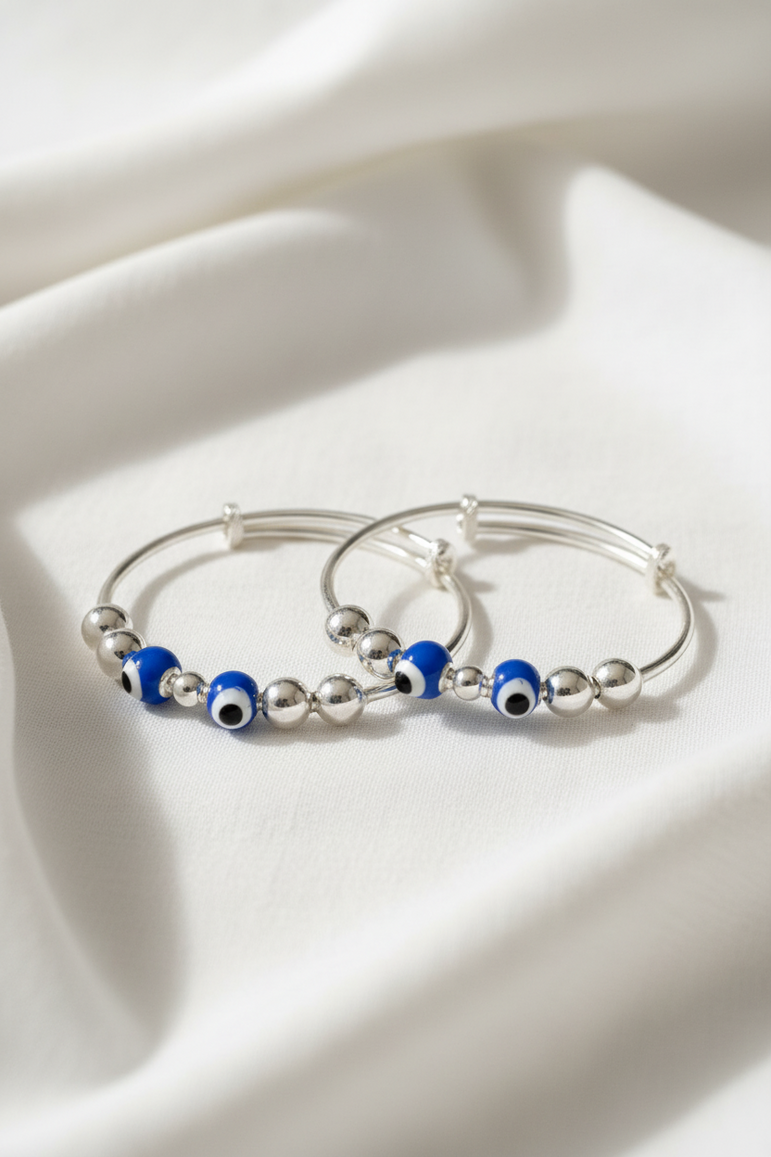 Classic Blue Evil Eye Baby Kada Pair