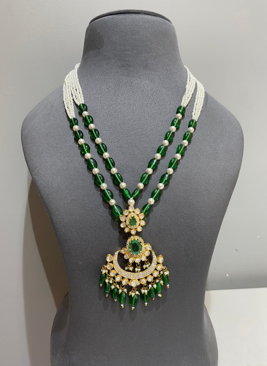 925 Silver Traditional Chandbali Polki Pendant