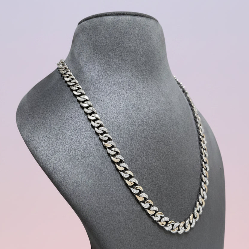 Silver Moissanite Diamond Cuban Link Men's Chain