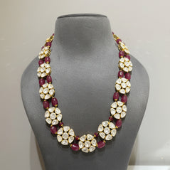 Heritage Moissanite Polki & Ruby Bead Double-Layer Long Set