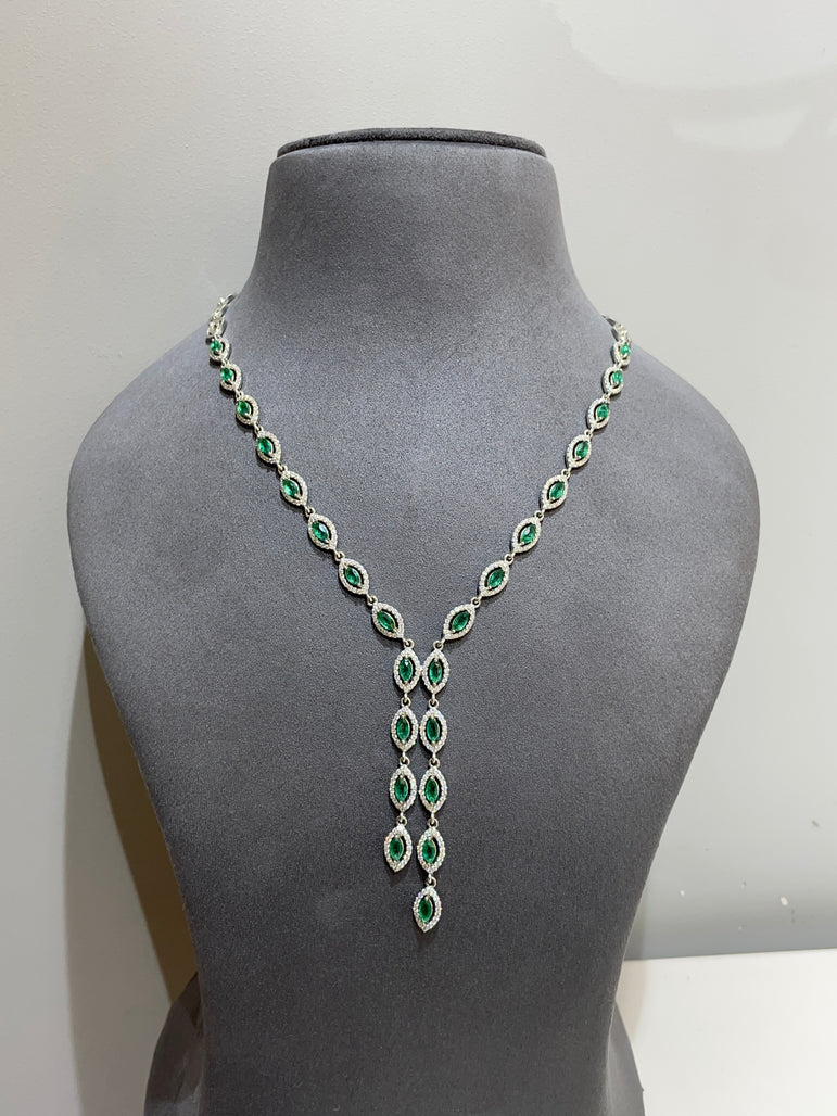 925 Silver Green Diamond Necklace