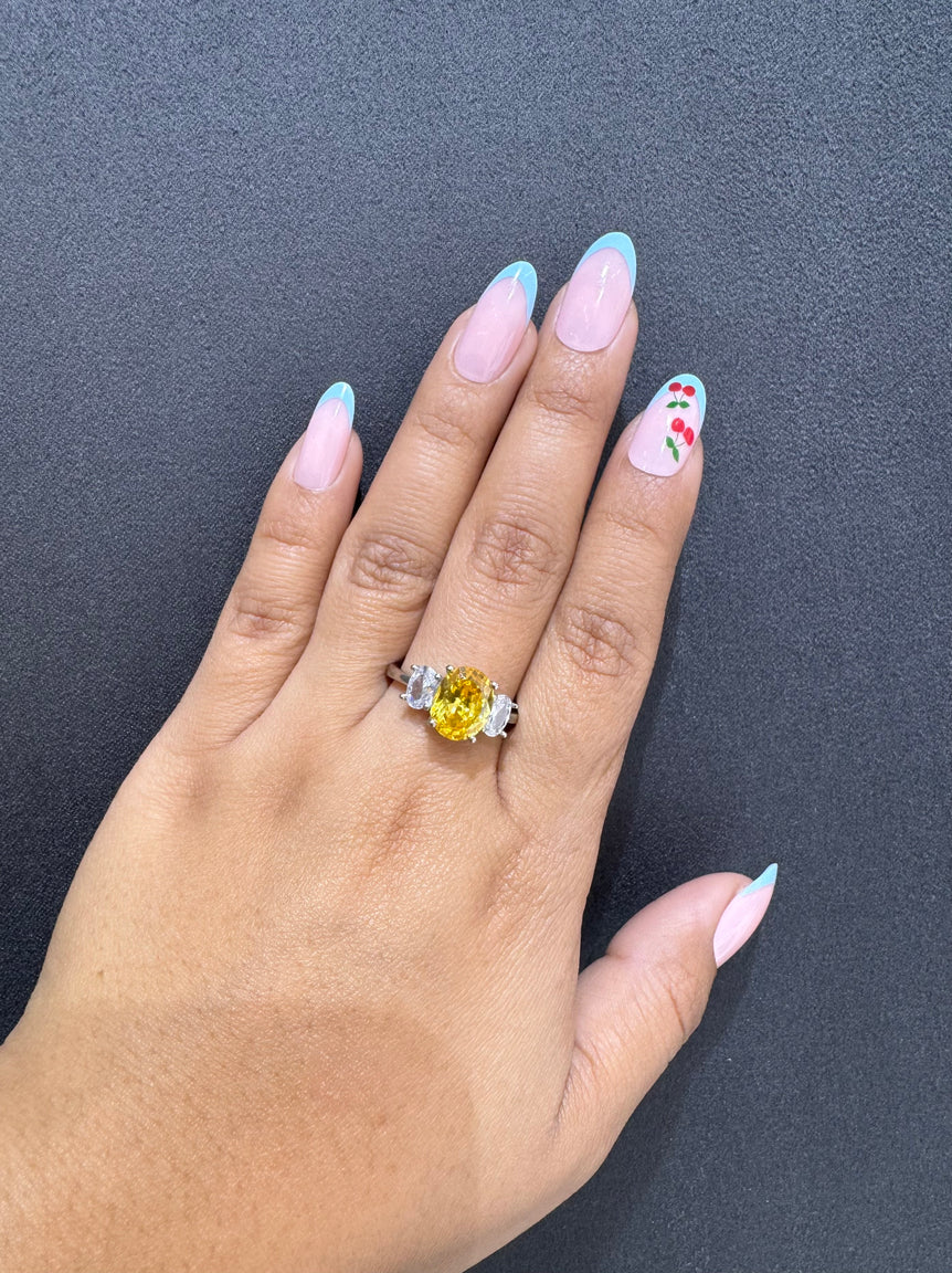 925 Silver Golden Dawn Solitaire Ring