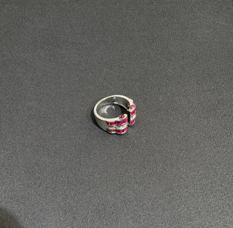 925 Silver Unique Pink Stone Ring