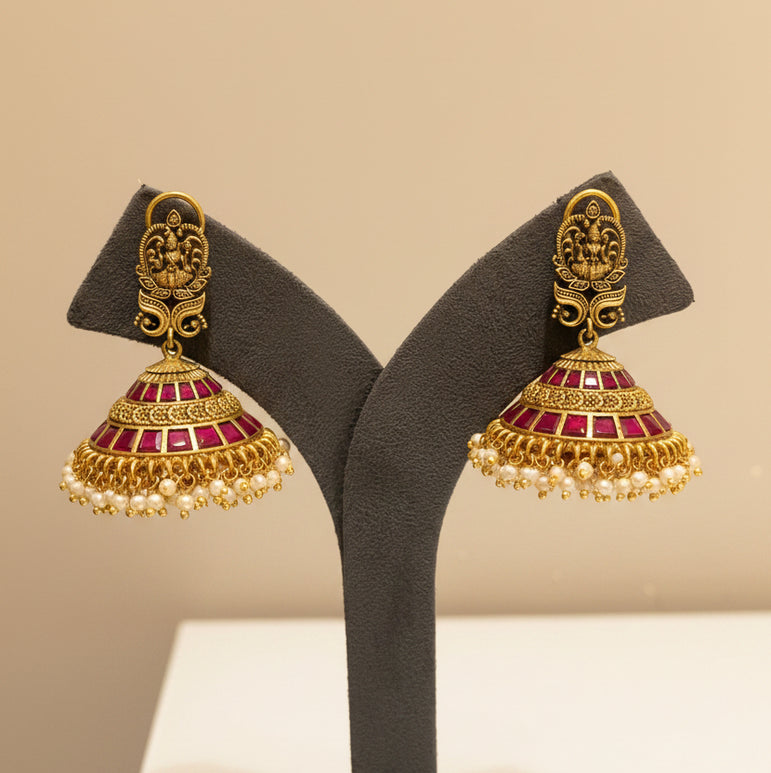 Goddess Lakshmi Antique Gold Plated Nakshi Set