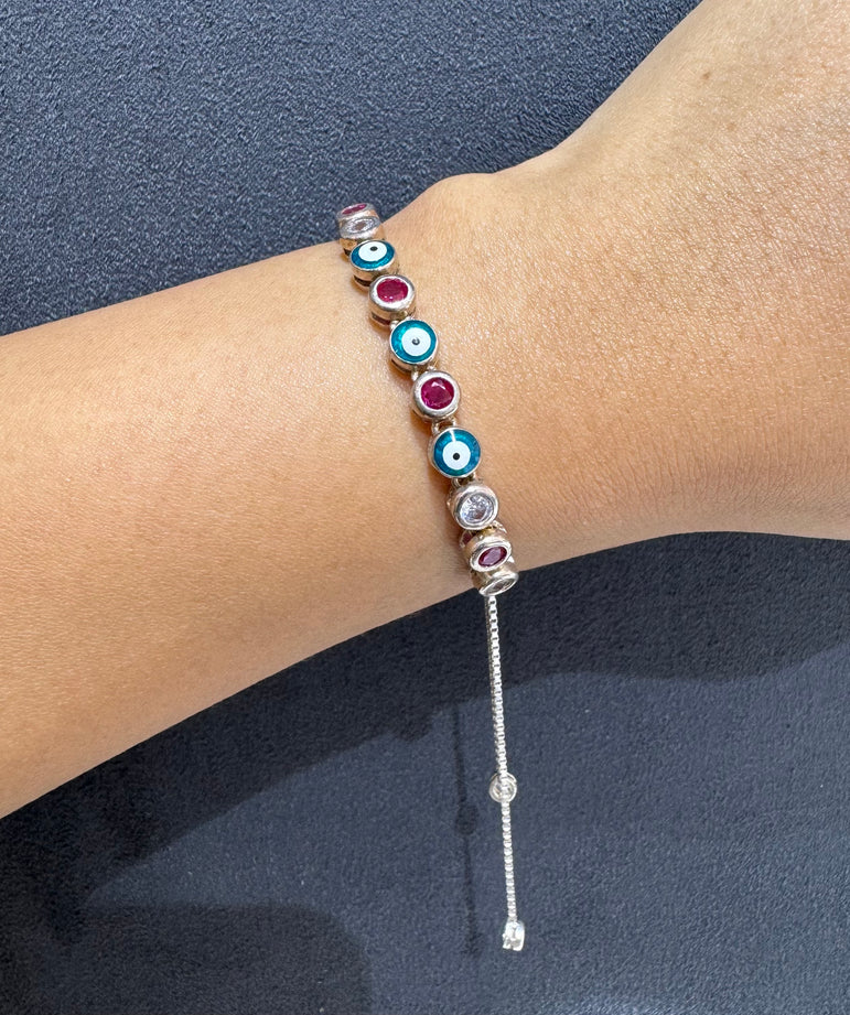 925 Silver Evil Eye Adjustable Bracelet