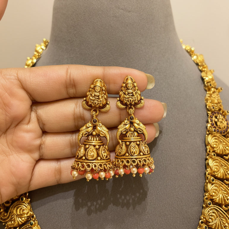 Sacred Goddess Laxmi Medallion Long Gold Look Set