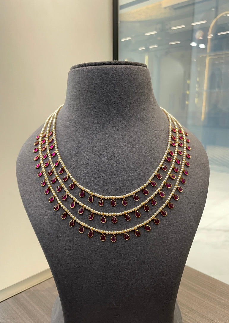 925 Silver RubyTriple Line Mala
