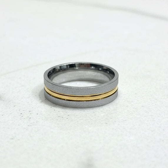 Dual-Tone Frosted Sandblast Men's Band Ring