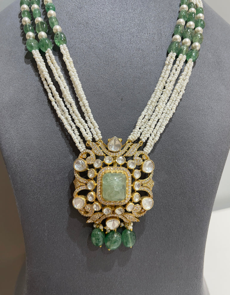 925 Silver Traditional Polki Pendant