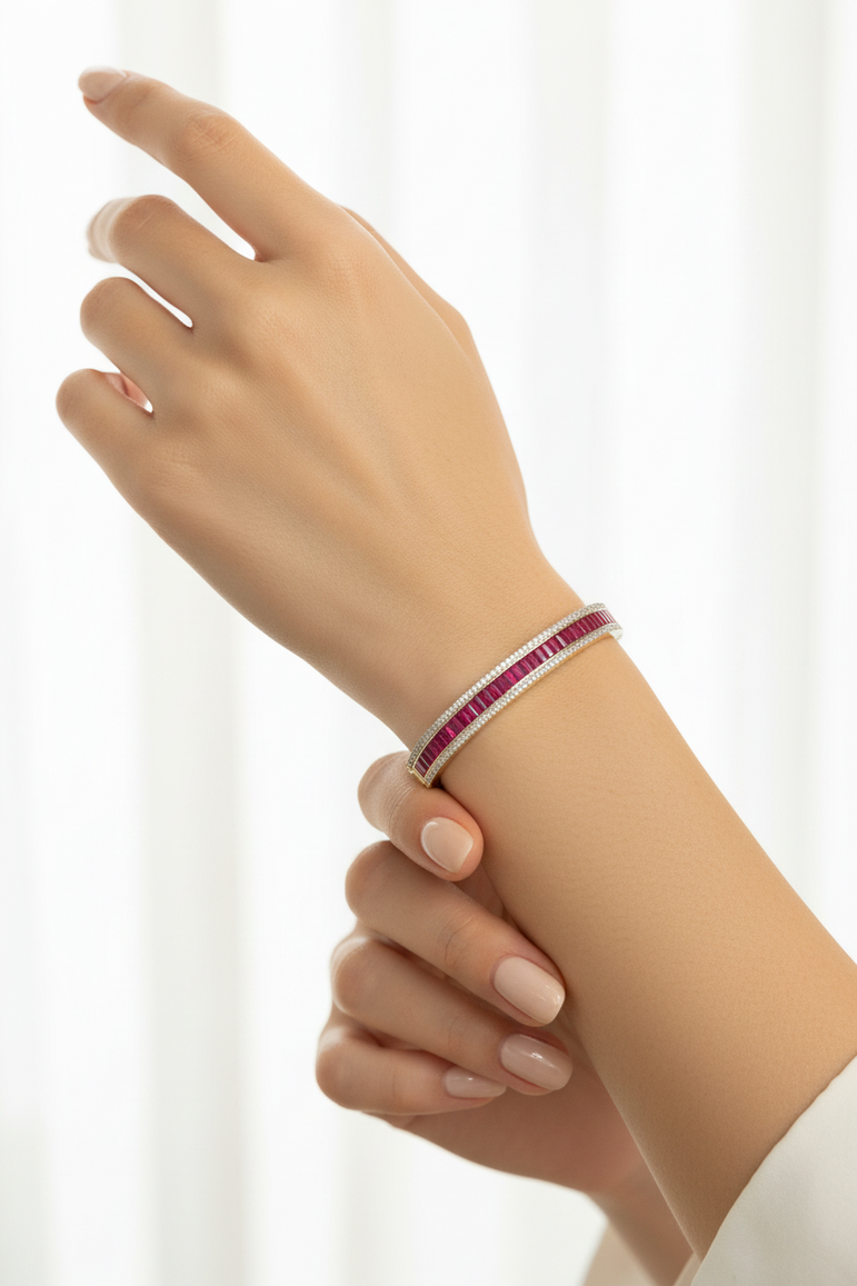 Pink Stone Diamond Look Bracelet